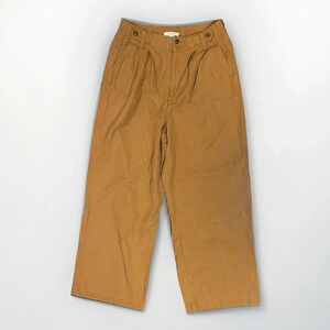 Madewell Woman's Tan Pleated‎ Wide Leg Trouser Pants Size 4
